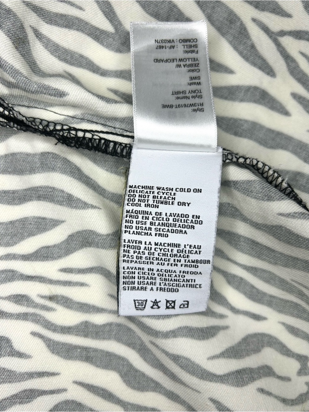 R13 Tony Shirt Black & White Zebra Button-Down with Yellow Leopard Chest Pocket - Picture 11 of 13
